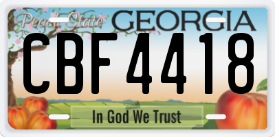GA license plate CBF4418