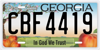 GA license plate CBF4419