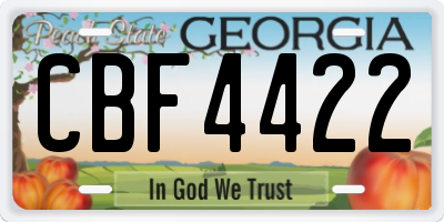 GA license plate CBF4422
