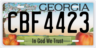 GA license plate CBF4423