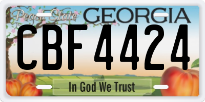 GA license plate CBF4424