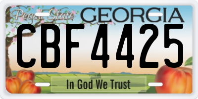 GA license plate CBF4425