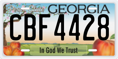 GA license plate CBF4428