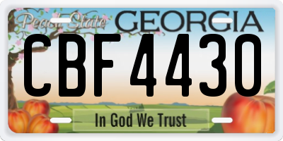 GA license plate CBF4430