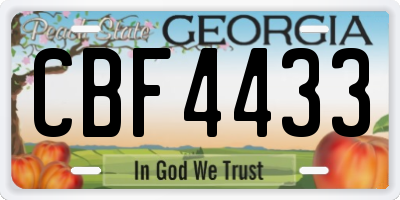 GA license plate CBF4433