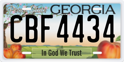 GA license plate CBF4434
