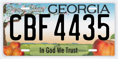 GA license plate CBF4435