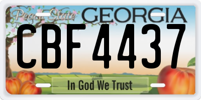 GA license plate CBF4437