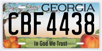 GA license plate CBF4438