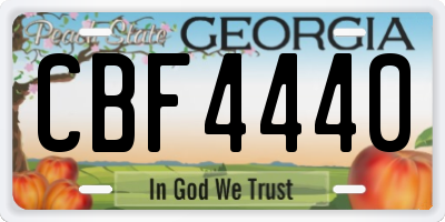 GA license plate CBF4440