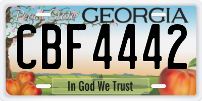 GA license plate CBF4442