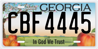 GA license plate CBF4445