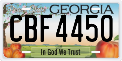 GA license plate CBF4450