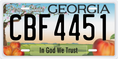 GA license plate CBF4451