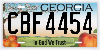 GA license plate CBF4454