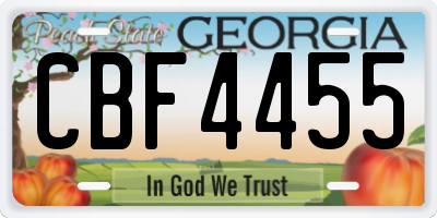 GA license plate CBF4455