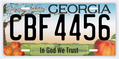 GA license plate CBF4456