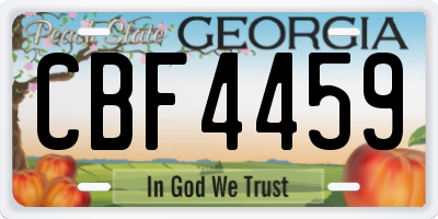 GA license plate CBF4459