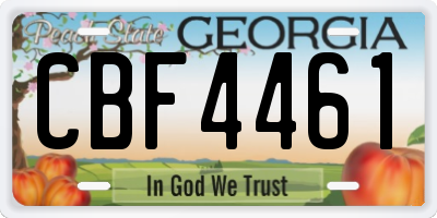 GA license plate CBF4461
