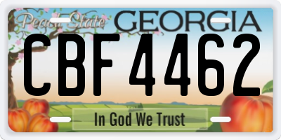 GA license plate CBF4462