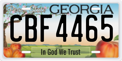 GA license plate CBF4465