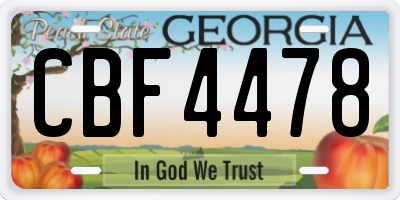 GA license plate CBF4478