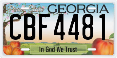 GA license plate CBF4481