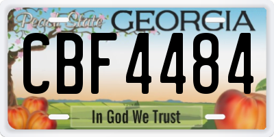 GA license plate CBF4484