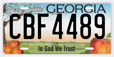 GA license plate CBF4489