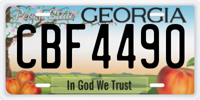 GA license plate CBF4490