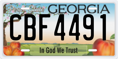 GA license plate CBF4491
