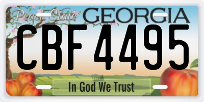 GA license plate CBF4495