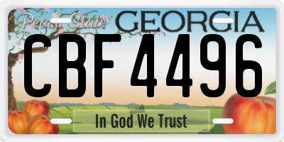 GA license plate CBF4496