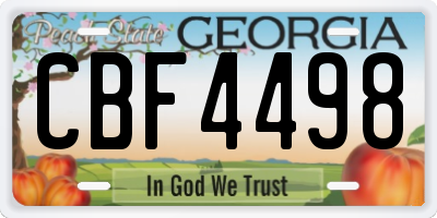 GA license plate CBF4498