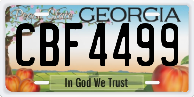GA license plate CBF4499