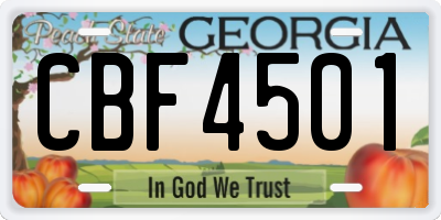 GA license plate CBF4501