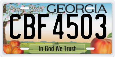 GA license plate CBF4503