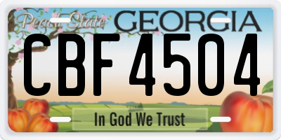 GA license plate CBF4504
