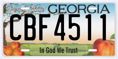 GA license plate CBF4511