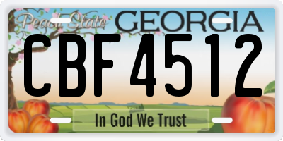 GA license plate CBF4512