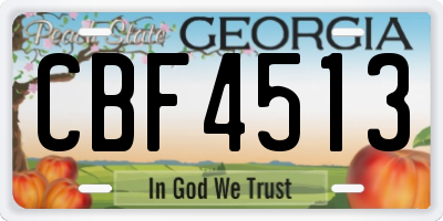GA license plate CBF4513