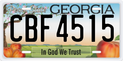 GA license plate CBF4515