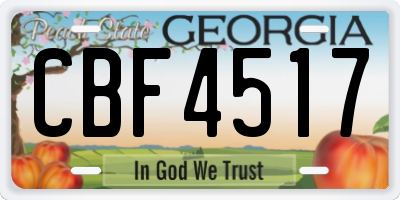 GA license plate CBF4517