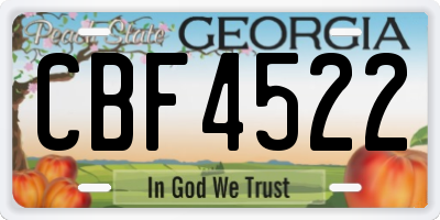 GA license plate CBF4522