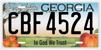 GA license plate CBF4524