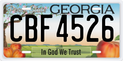 GA license plate CBF4526