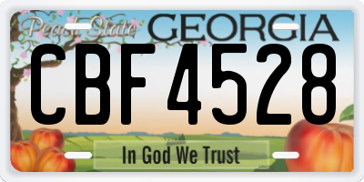 GA license plate CBF4528