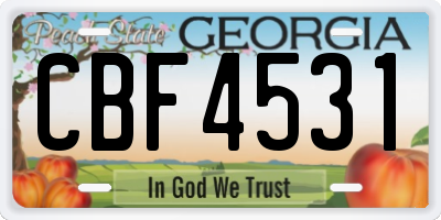 GA license plate CBF4531