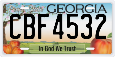 GA license plate CBF4532