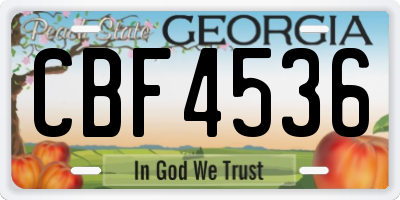 GA license plate CBF4536